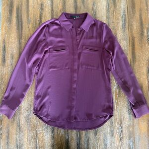 Ro & De Women’s Burgundy Wine Long Sleeve Button Down Shirt Blouse Size S